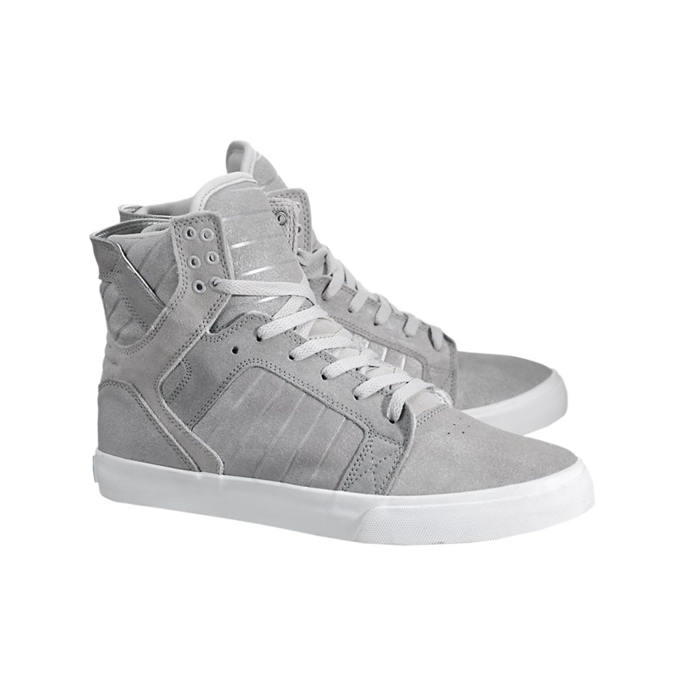 Baskets Montantes Supra SkyTop Grise Silver/White Homme | FGJ-82658022